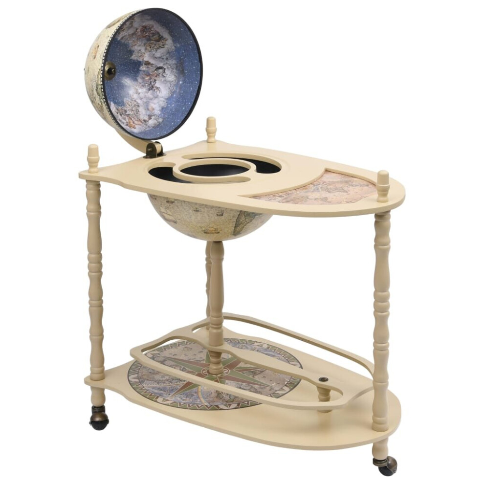vidaXL Eucalyptus Wood Freestanding Globe Bar Wind Stand Green Drink Cabinet