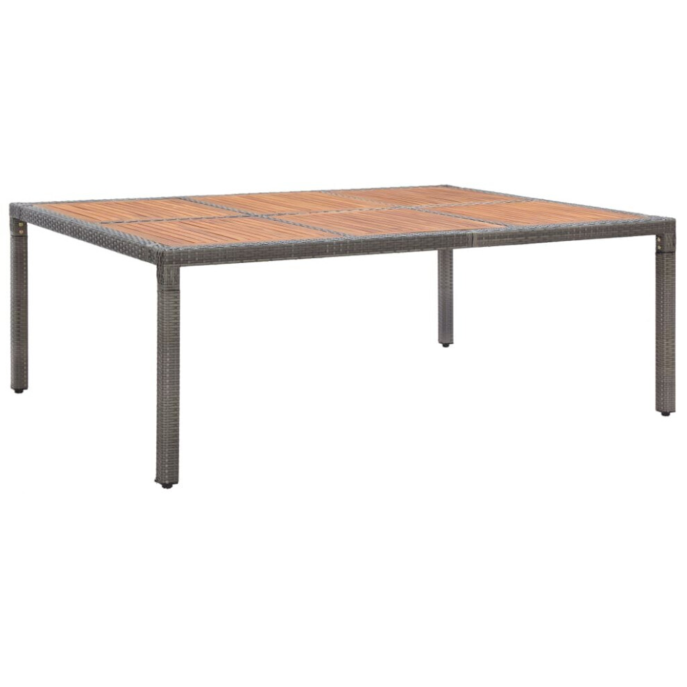 Vidaxl Grey Acacia Wood Garden Table Poly Rattan Patio Wooden Dining Table