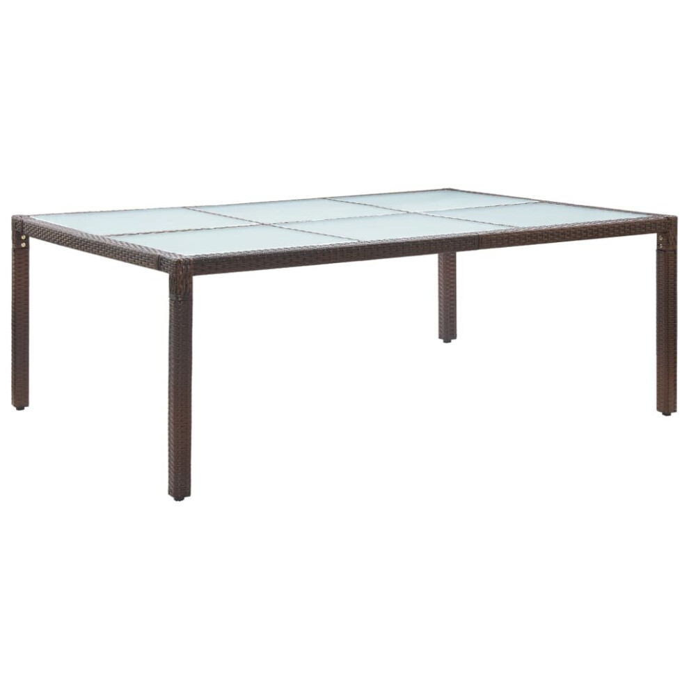 vidaXL Outdoor Dining Table Brown Poly Rattan Garden Patio Desk Dinner Table-image-OPC-P6979XQ-NEW