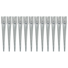 vidaXL 12x Ground Spike Silver Galvanised Steel Soil Spear Outdoor Garden Arch