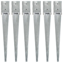 vidaXL 6x Ground Spike Silver Galvanised Steel Soil Spear Outdoor Garden Arch