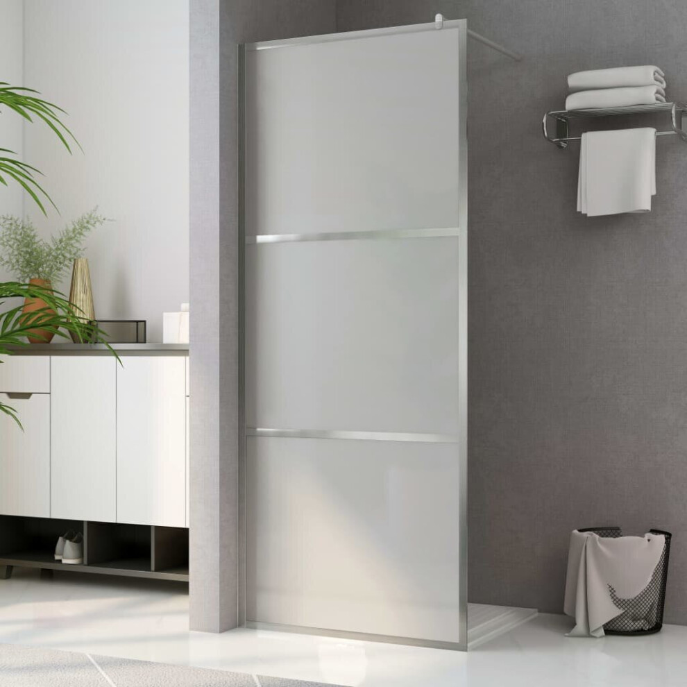 Vidaxl Walk-In Shower Wall With Whole Frosted Esg Glass Bathroom Cubicle Door 8720286047682
