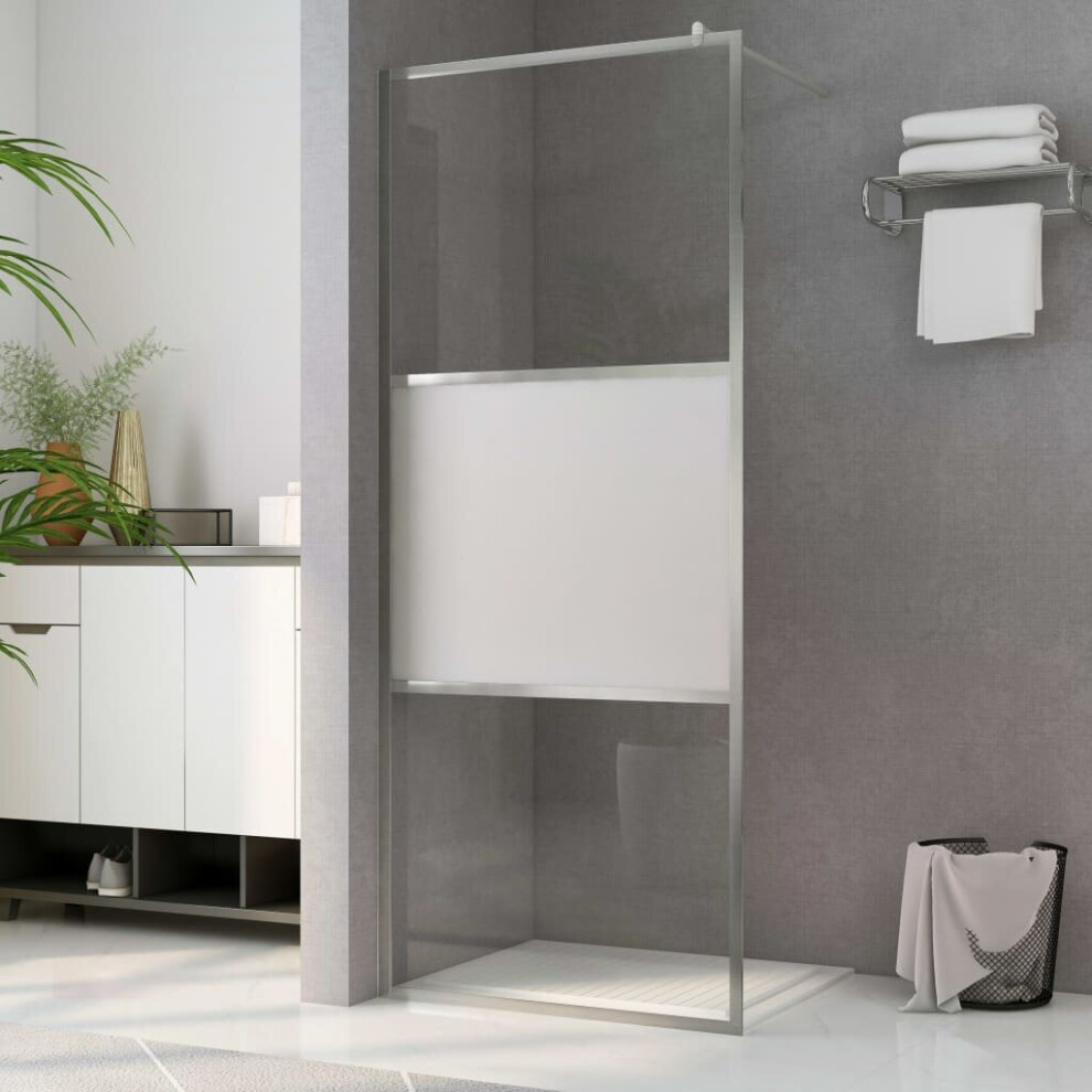 Vidaxl Walk-In Shower Wall With Half Frosted Esg Glass Bathroom Enclosure 8720286047651