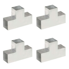 vidaXL 4x Post Connectors T Shape Galvanised Metal 101x101mm Wood Beams Shoe