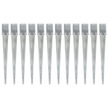 vidaXL 12x Ground Spike Silver Galvanised Steel Outdoor Soil Spear Garden Arch