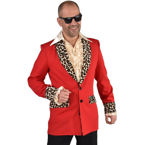 (XL) Deluxe Red / Leopard Teddy Boy Rockabilly Jacket