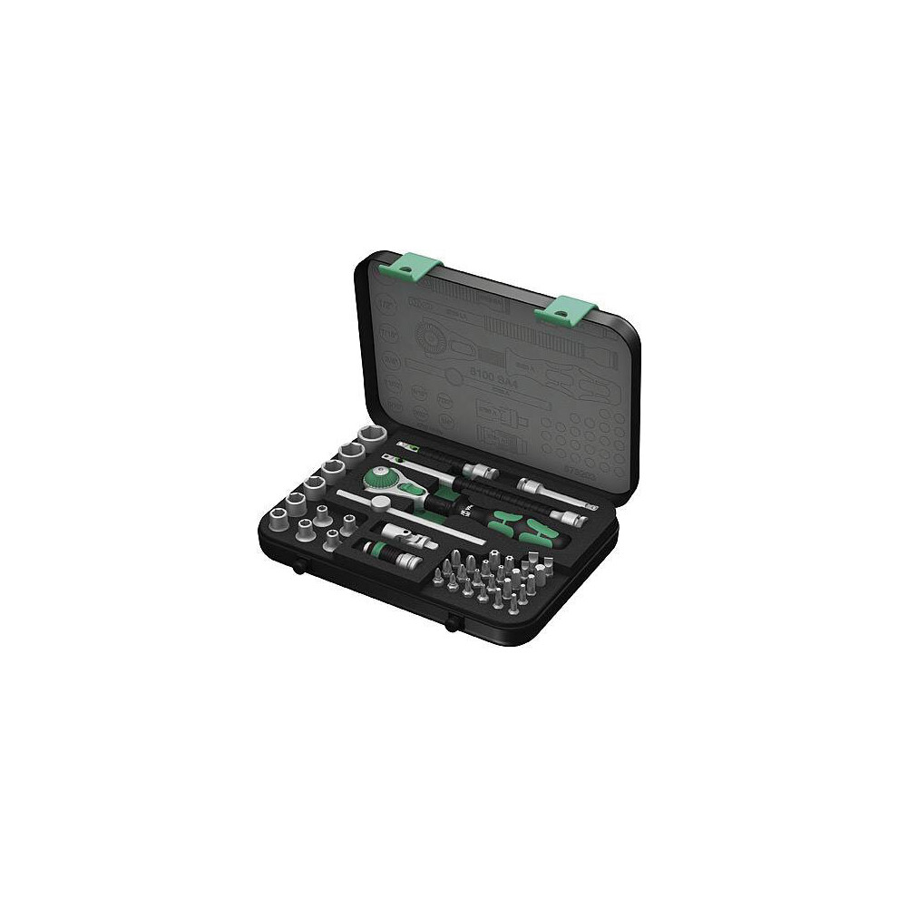 Wera 05003535001 8100 Sa4 41-Piece Zyklop Imperial Ratchet Set, 1/4In Drive