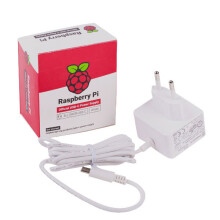 Raspberry Pi 4 Model B Official PSU, USB-C, 5.1V, 3A, EU Plug, White