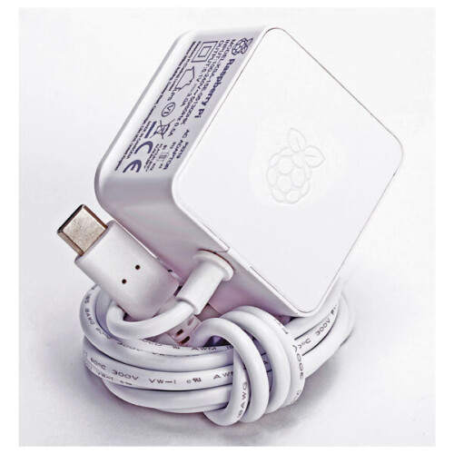 Raspberry Pi 4 Model B Official PSU, USB-C, 5.1V, 3A, UK Plug, White
