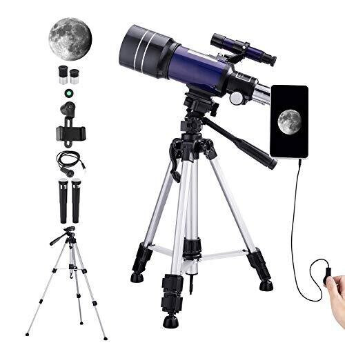 150X Telescope for Kids Astronomy Beginners Adults, 70mm HD Refractor