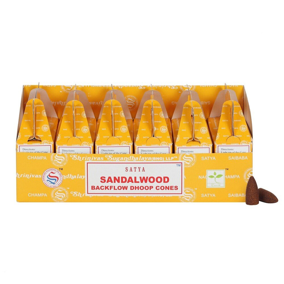 144 PCS (24 X 6 BOXES) SATYA NAG CHAMPA SANDALWOOD DHOOP CONES HOME FRAGRANCE INCENSE