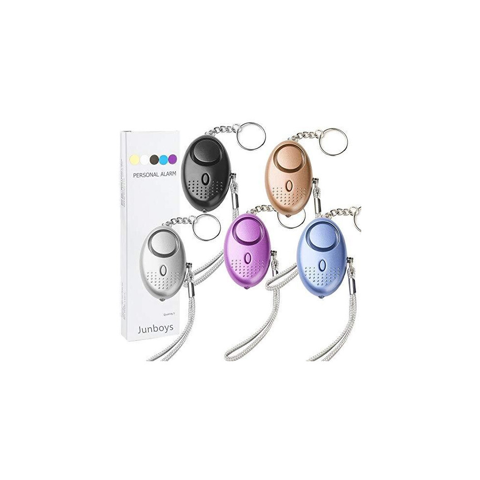 5 Pack Emergency Personal Security Alarm Keychain 140DB with LED Light, Electronic Self-Defense Protection Safety Alarms Super Loud Mini Police Appr