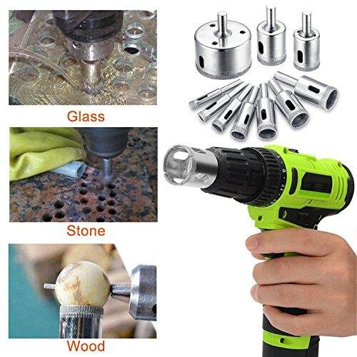 Diamond Drill Bit, Hole Saw Drill Bits Tools Set for Glass/Tile/Ceramic/Marble/Porcelain Cutting, Hollow Core Drill Bits Cutter with Diamond Coating 1