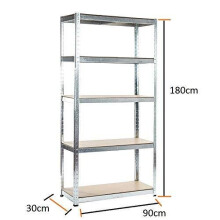 TMZ (180cm x 90cm x 30cm) 5 Tier Heavy Duty Metal Galvanised Shelving Rack Unit Garage Storage Shelf (175KG Per Shelf)
