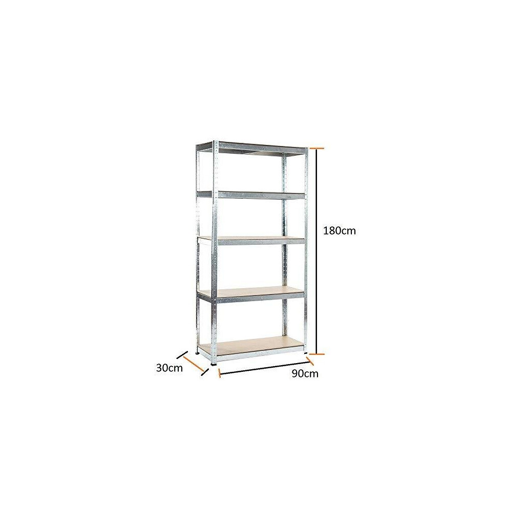 TMZ (180cm x 90cm x 30cm) 5 Tier Heavy Duty Metal Galvanised Shelving Rack Unit Garage Storage Shelf (175KG Per Shelf)