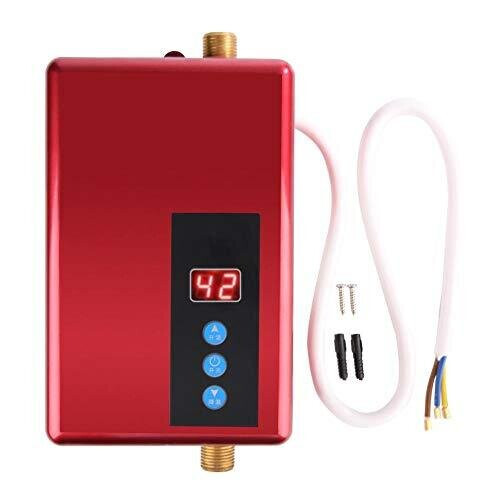 Mini Water Heater, 5500W Electric Instant Water Heater Tankless Shower Hot Water System for Bathroom Kitchen Washing 220V(Red)