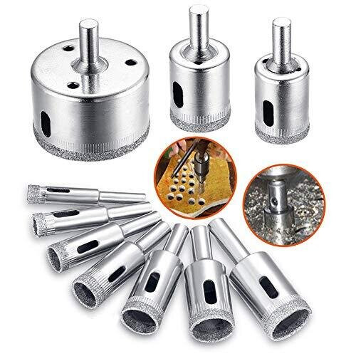 Diamond Drill Bit, Hole Saw Drill Bits Tools Set for Glass/Tile/Ceramic/Marble/Porcelain Cutting, Hollow Core Drill Bits Cutter with Diamond Coating