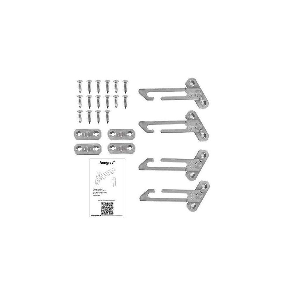 2 Pairs Window Restrictors Locks, Window Restrictor Hook Window For Upvc Stainless Steel 304 Security Lock Child Lock Restrictor Catch Safety Silver Aongray