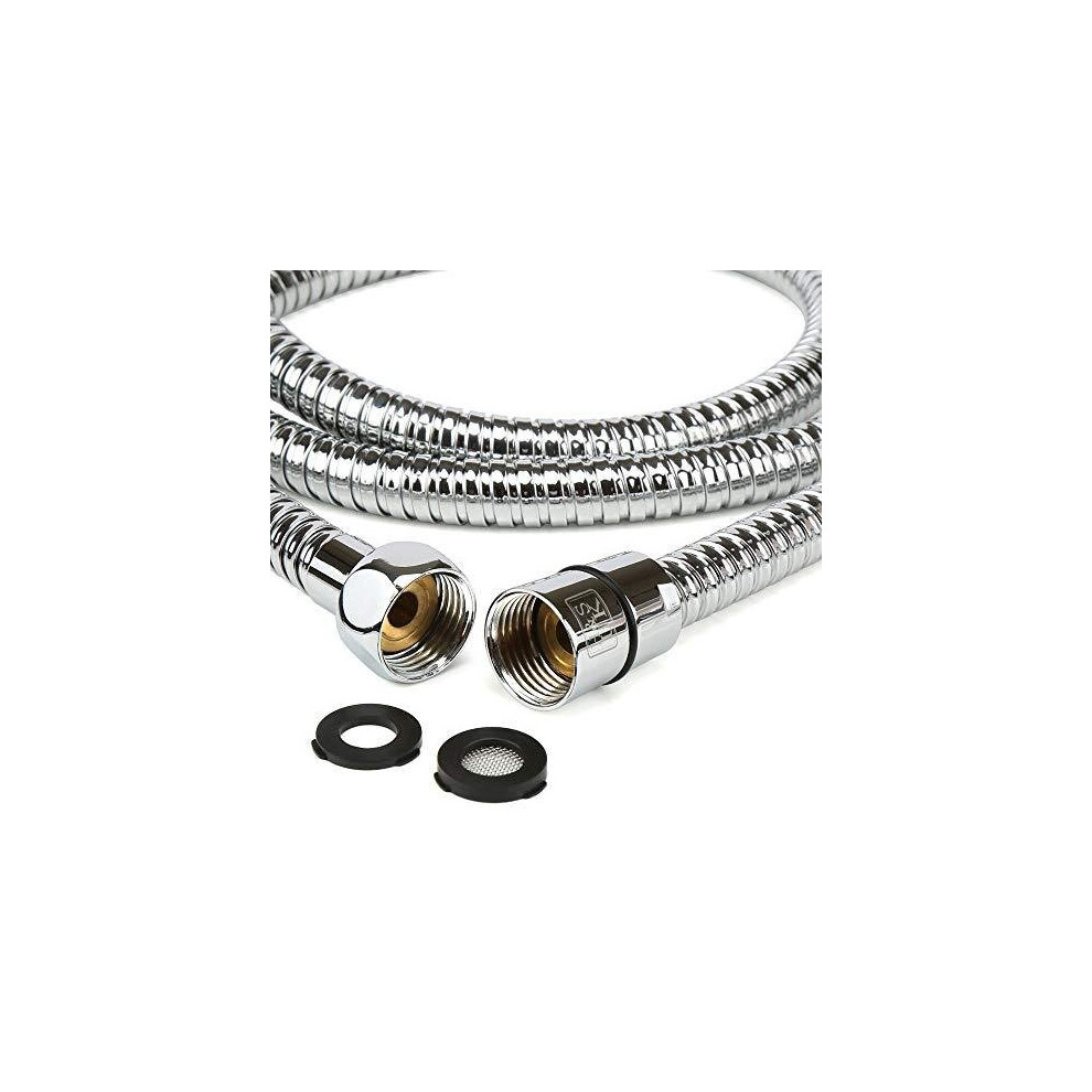 H&S 1.75m (69") Stainless Steel Replacement Shower Hose Anti-Kink with 2 Washers - Chrome