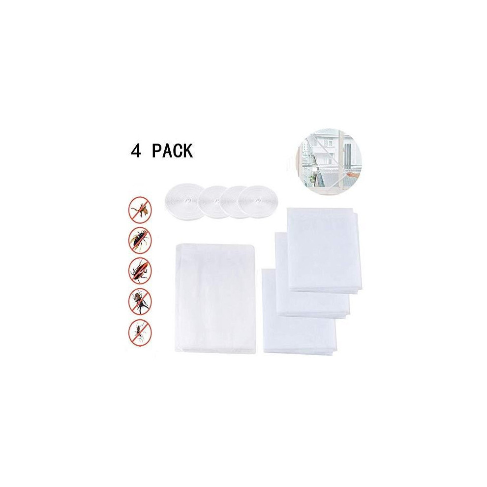 Photos - Other Decoration Surplex 4 Pack Fly Screen nets for Window, Mosquito Insect Mesh, Removable and Washable, 1.3m x 1.55m, with 4 Rolls Self-Adh