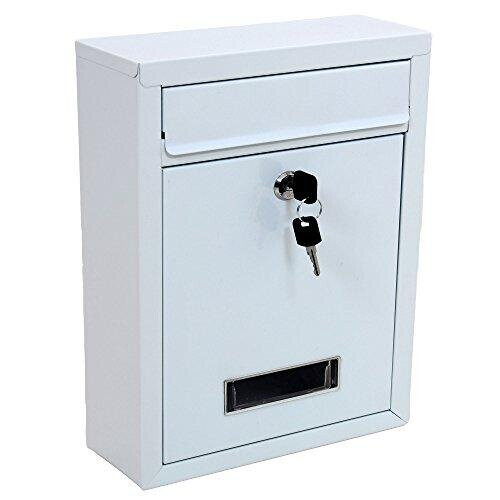ABN Finest White Outdoor Wall-Mounted Locking Mailbox - External Post Box with 2 Keys & Fixings