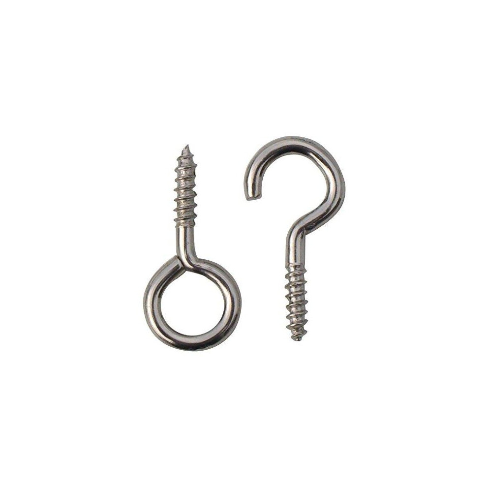 20 x Hooks and eyes 25mm net wire curtain screws - 10 x hooks & 10 x eyes