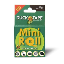 Duck Tape Mini Roll Black - The original high strength waterproof gaffer and duct adhesive cloth repair tape 25mm x 10m