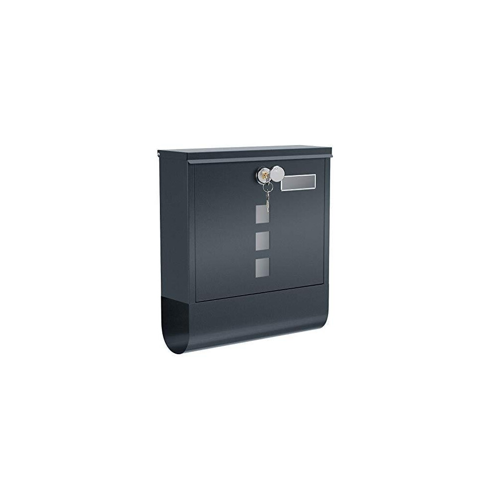 SONGMICS Mailbox, Wall-Mounted Post Letter Box, Capped Lock with Copper Core, Newspaper Holder, Viewing Windows, and Nameplate, Easy to Install, Ant