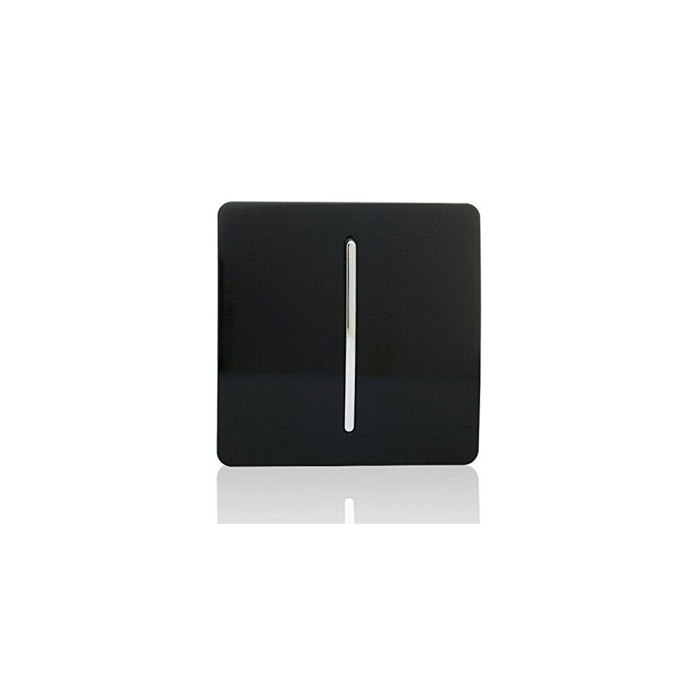 Trendi Switch Trendi Art-Ss1bk 1-Gang 1-Way Glossy Rocker Switch, 10A Tactile Modern Designer Switch Black/Light