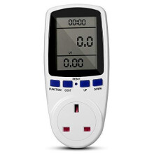 UK Plug Power Meter AC 230V~250V 13A Max UK Switch Energy Plug Energy Monitor with LCD Display for Power Consumption Cost Meter Watt Voltage Amp Met