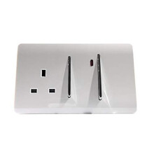 Trendi Artistic Modern 45A Cooker Switch with 13A Plug Socket & Neon Insert – White
