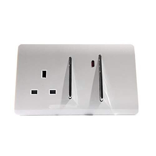 Trendi Switch Trendi Artistic Modern 45A Cooker Switch with 13A Plug Socket & Neon Insert – White