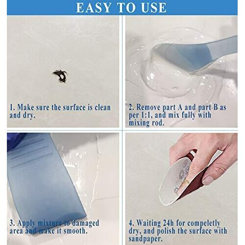 Tub Tile and Shower Repair Kit 5oz White Bathtub Crack Refinishing Kit for Porcelain Acrylic Fiberglass on OnBuy
