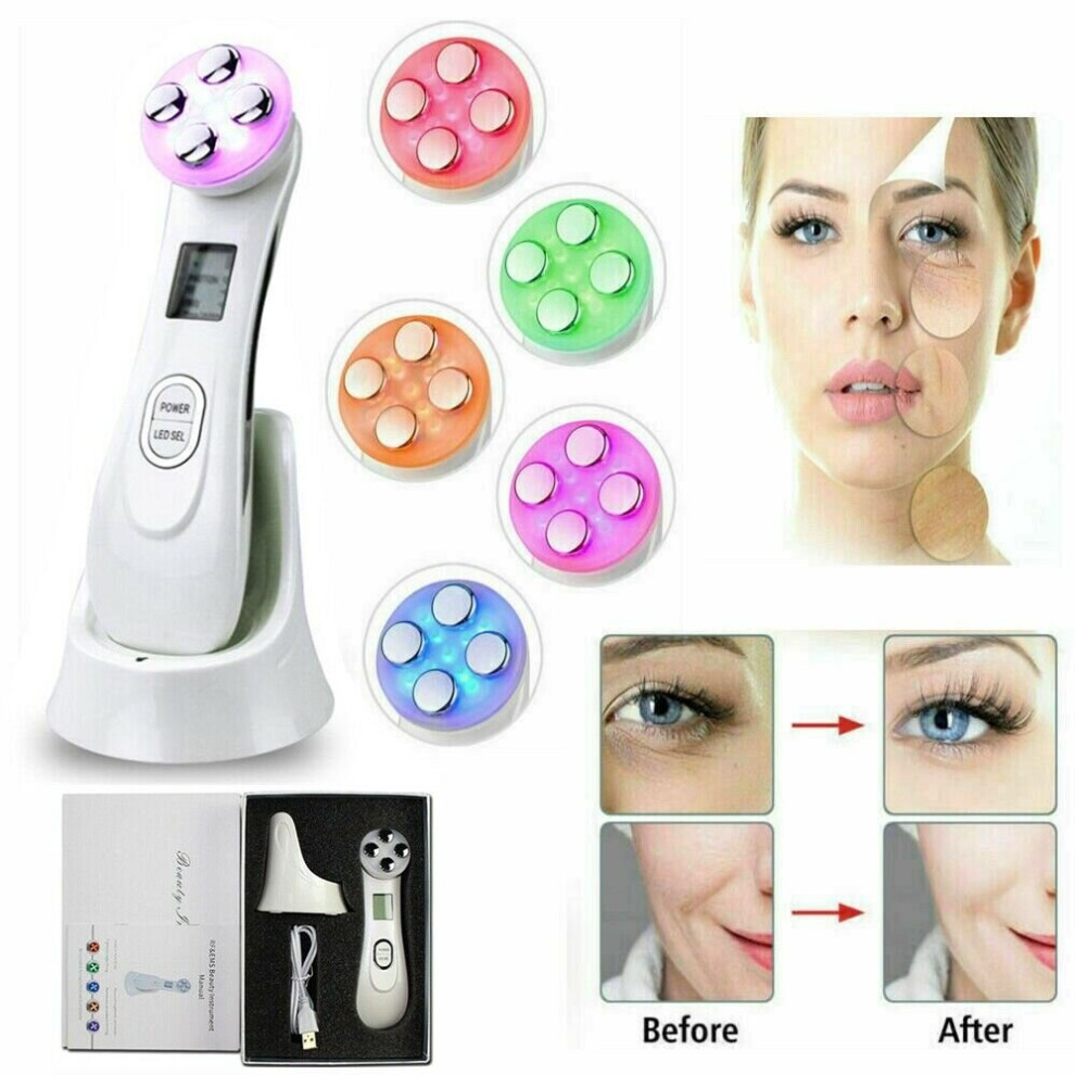 Light 5In1 Led Rf Skin Beauty Instrument Ultrasonic Face Massager Anti-Aging Device Uk