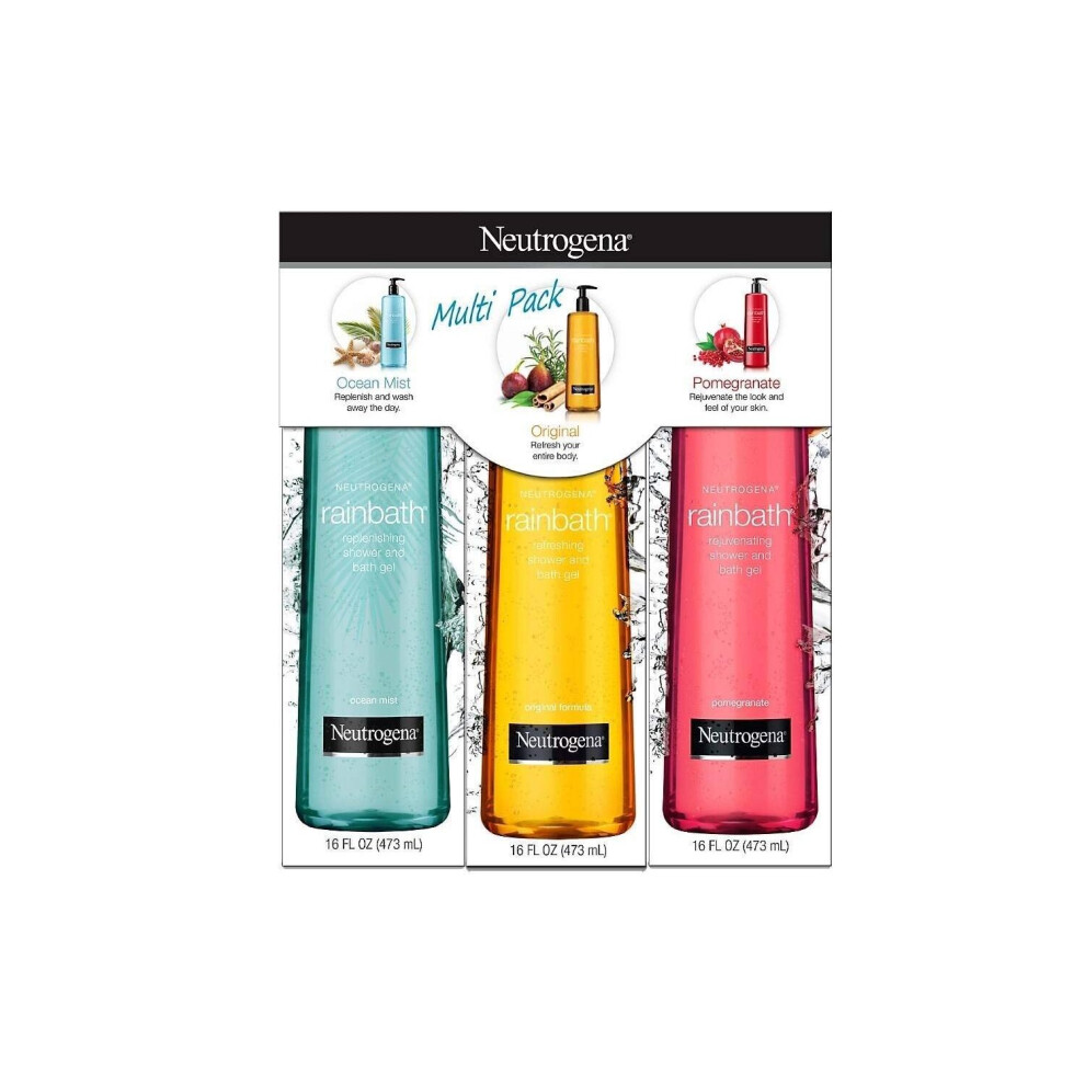 Neutrogena Rainbath Multi-Pack of 3, 1 Original Formula, 1 Pomegranate and 1 Ocean Mist, 16 fl oz bottles