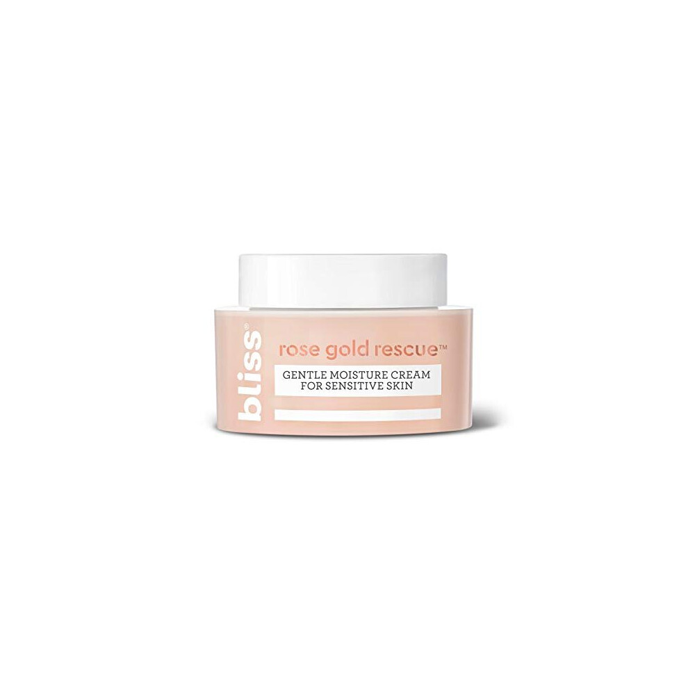Bliss Rose Rescue Moisturizer, Gentle Face With Soothing Rose Flower Water & Nourishing Colloidal For Sensitive Skin, Fragrance-Free & Gold/Cream