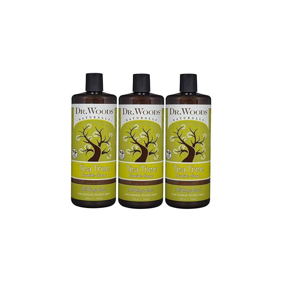 Dr. Woods Pure Tea Tree Liquid Castile Soap, 32 Ounce (Pack of 3)