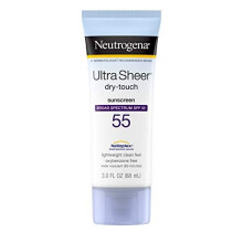 Neutrogena Ultra Sheer Dry-Touch Sunscreen Lotion, Broad Spectrum SPF 55 UVA/UVB Protection, Oxybenzone-Free, Light, Water Resistant, Non-Comedogenic
