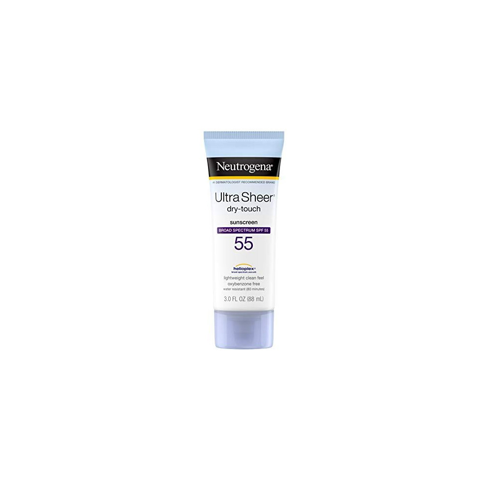 Neutrogena Ultra Sheer Dry-Touch Sunscreen Lotion, Broad Spectrum SPF 55 UVA/UVB Protection, Oxybenzone-Free, Light, Water Resistant, Non-Comedogenic