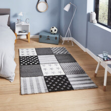 (60x120cm) Brooklyn Kids 777 Rugs in Grey Hand Carved Durable Children Mats