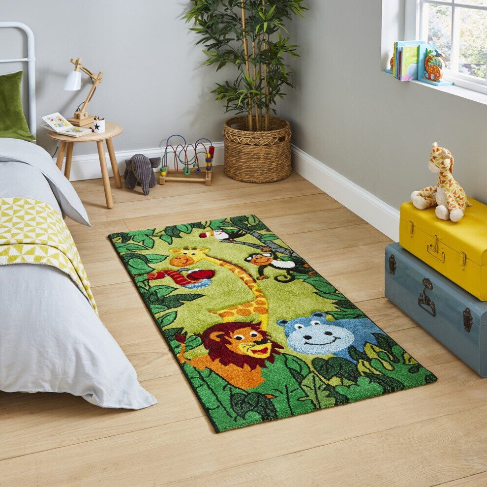 (80x150cm) Brooklyn Kids 53747 Rugs in Green Hand Carved Durable Children Mats