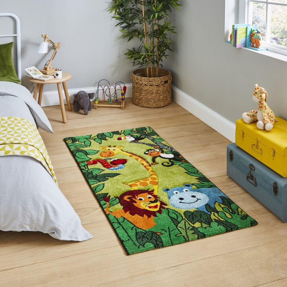 (60X120cm) Brooklyn Kids 53747 Rugs In Hand Carved Durable Children Mats Green Think Rugs