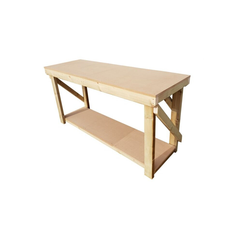 (6Ft, Legs With Wheels) Workbench Mdf Top 18Mm Industrial Wooden Garage Heavy Duty Handmade Table 7426998916629