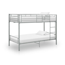 vidaXL Bunk Bed Grey Metal 90x200cm Bedroom Loft Bed Twin Sleeper for Kids
