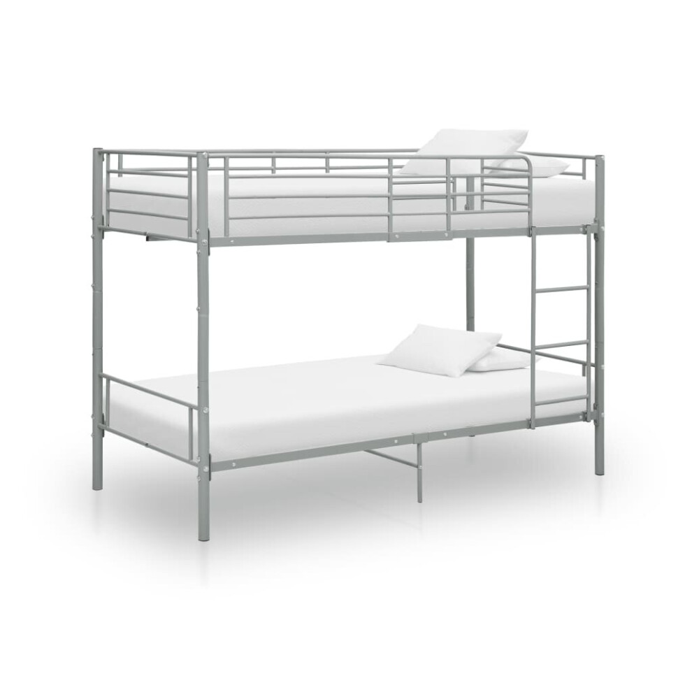 vidaXL Bunk Bed Grey Metal 90x200cm Bedroom Loft Bed Twin Sleeper for Kids