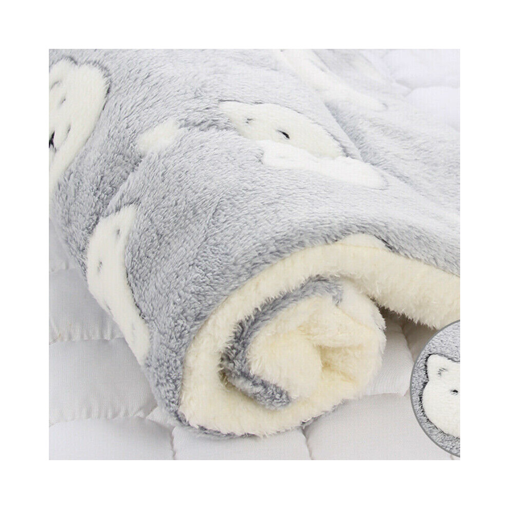 (Grey Bear, 89*68cm) Puppy Pet Home Blanket Cat Dog Bed Mattress Kennel Large Soft Warmer Crate Mat