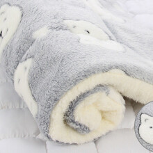 (Grey Bear, 61*41cm) Puppy Pet Home Blanket Cat Dog Bed Mattress Kennel Large Soft Warmer Crate Mat