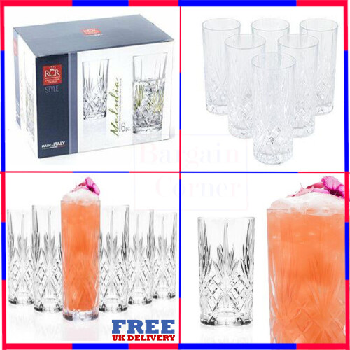 RCR Crystal Melodia Highball Glasses Set 350ml Hi Ball Tumblers Glasses
