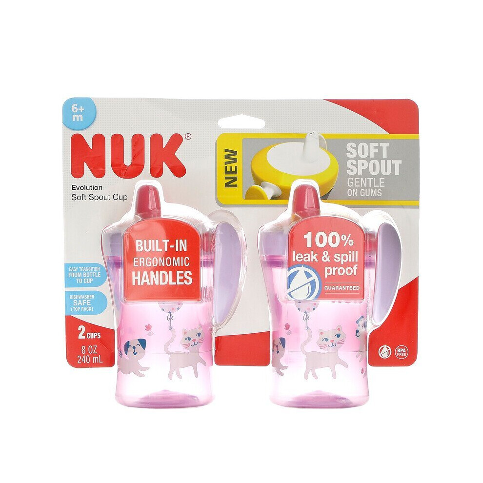 NUK, Evolution Soft Spout Cup, 6 + Months, 2 Cups, 8 oz (240 ml) Each