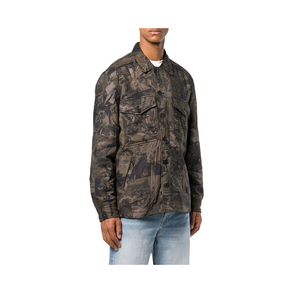 New Diesel Men's (L) S Late Padd A Shirt Jacket Camouflage Multicoloured